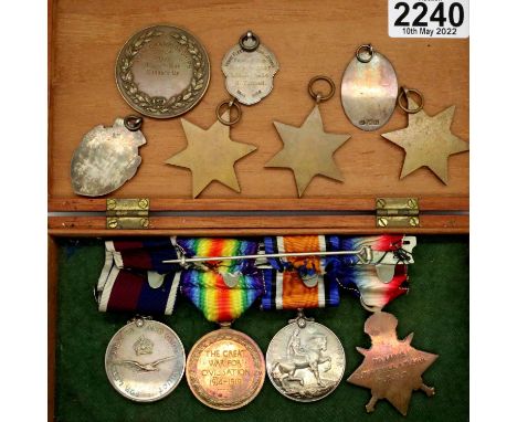 PO 14995 E Tuffnell RNAS/RAF: WWI pair and 1914 star and LSGC medal with silver fobs and WWII medals, possibly to his son R T