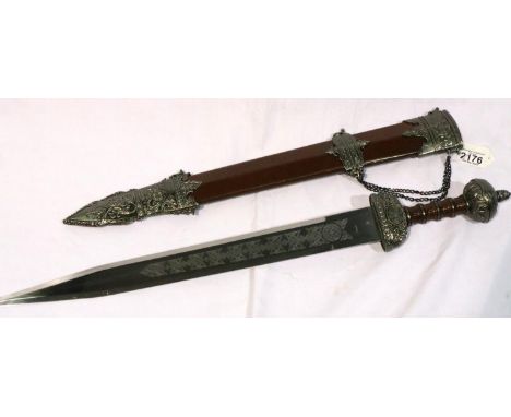Modern reproduction Viking sword with scabbard. P&amp;P Group 3 (£25+VAT for the first lot and £5+VAT for subsequent lots) 