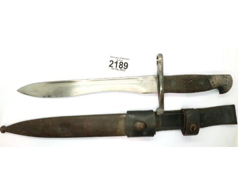Austrian Oewg bayonet with scabbard and frog, blade over sharpened. P&amp;P Group 2 (£18+VAT for the first lot and £3+VAT for