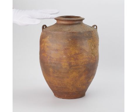 Randy Johnston (American, 20th/21st c). Studio pottery ceramic vase. With two small handles along the shoulder. Glazed stonew