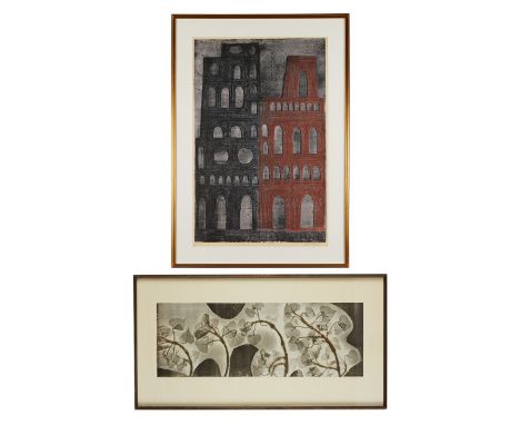 Eugene Larkin (American, 1921-2010). Group of two woodcuts including:"Ruins" depicting architectural ruins. Pencil signed alo