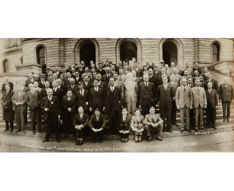 Silver gelatin photographic print depicting the 48th Minnesota legislative session. Signed along the verso by Representative 