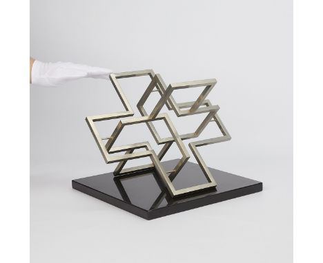 Charles Huntington (Ojibwe, 1926-2017). Geometric steel sculpture, 1969. Signed, dated, and numbered 1/6 along one of the spo