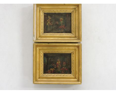 R... E... S...INTERIOR OF AN INNA pair, signed with initials l.r., oil on panel9 x 12cm