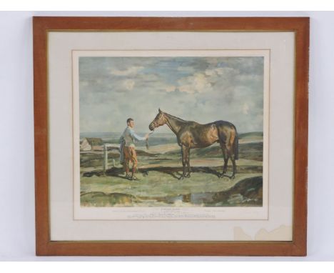 After Munnings'BROWN JACK'Lithographic print;accompanied by a book entitled 'Brown Jack', by R C Lyle, signed by the author, 