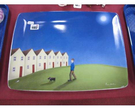 Paul Horton for Royal Worcester 'Back in Town' rectangular plate, 28 x 39cm.