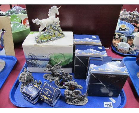 Myth and Magic Figures by Tudor Mint, including Bestowing Magic, Defender of the Crystal, Reflections (mini) all boxed; toget