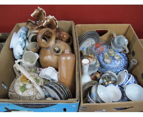 Broadhurst Ironstone Westminster Abbey Blue and White table Ware, of thirty pieces, Oriental tea ware, President clock etc:- 