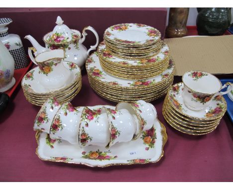 Royal Albert 'Old Country Roses' Tea-Dinner Service, forty five pieces, cup saucers, tea pot, bowls, plates.