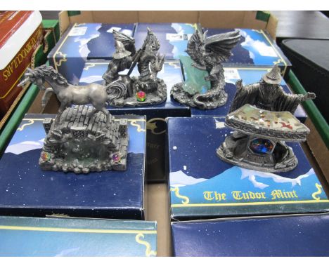 Myth and Magic Figures by Tudor Mint, including Stardust, The Unicorns Pool, The Omnipotent Wizard, The Timekeepers, Unicorn 