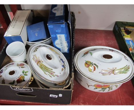 Royal Worcester 'Evesham' Oval Tureens (2), three dishes, two flan dishes, fruit bowl 25.5cm diameter, other pices.