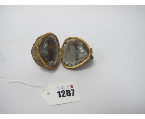 A Geode Mineral Trinket/Ring Box, with gilt metal mounts and hinge. 