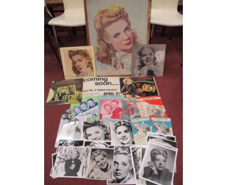 Alice Faye Interest: A selection of items to include, 57cm x 73cm XX Century Fox Poster, signed record, signed portrait photo
