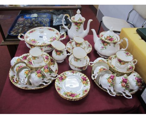 Royal Albert 'Old Country Roses' Table China, of approximately forty one pieces, including tureen, teapot, (chip under base),