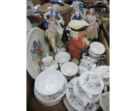 Royal Albert 'Brigadoon' Teaware, of approximately thirty pieces, Poole plate, Burlington toby jug, figurines, etc:- One Box