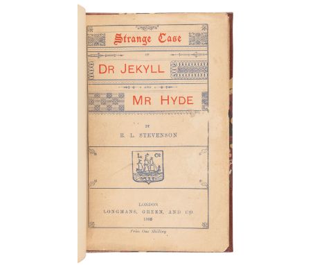 STEVENSON, Robert Louis (1850-1894). Strange Case of Dr Jekyll and Mr Hyde. London: Longmans, Green, and Co., 1886.8vo. 1 p. 