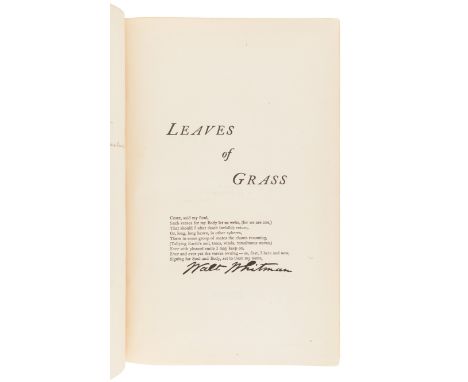 WHITMAN, Walt (1819-1892). Complete Poems & Prose of Walt Whitman, 1855...1888. Authenticated and Personal Book (handled by W