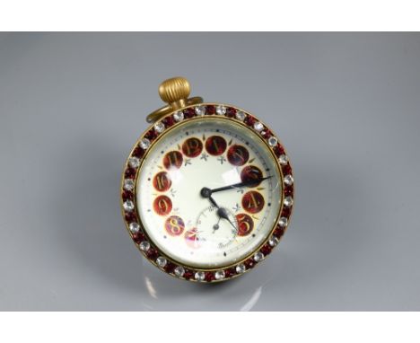 A Victorian style goliath ball desk clock, the white dial with part enamelled Arabic hour markers, approx. 10 cm dia. good ov