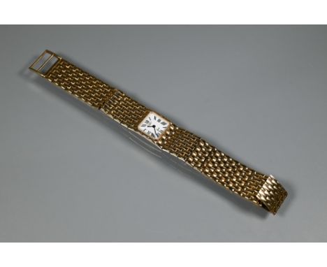 A Rotary 9ct gold ladies wrist watch, white square dial, 28.5g all-in (quartz movement)intact, appears undamaged, not running