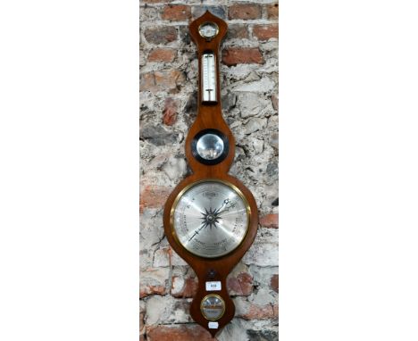 Cabell, Yeovil, a Victorian walnut barometer with engraved silvered dial, 93 cm h 