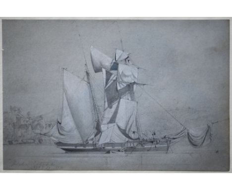 Calvert Richard Jones (1804-1877) - Sketch of tall ship, pencil, dated Aug 2 1824, 27 x 17.5 cm 