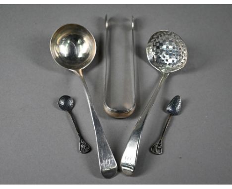 A George II silver old English pattern sifter ladle, George Smith III, London 1782, to/w a toddy ladle, Richard Crossley, Lon