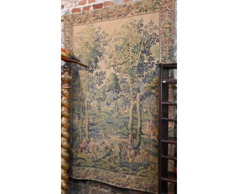 Metrax, Belgium, a hand loomed Renaissamce style woven tapestry rug, after the XV111 century original, linen backed, 198 cm x