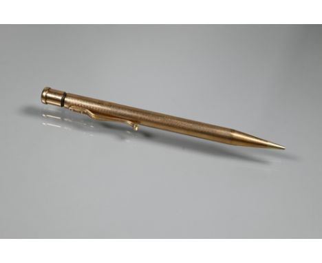 A 9ct yellow gold cased propelling 'Yard-O-led' pencil, engine turned decoration 