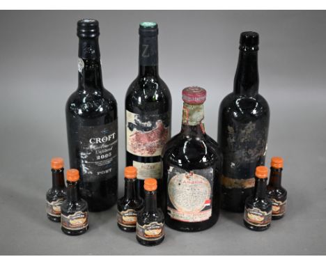 Wines/port - Drambuie; Buzet (no date, label fragmented; Croft late bottled vintage port, 2005; an unlabelled bottle of (pres