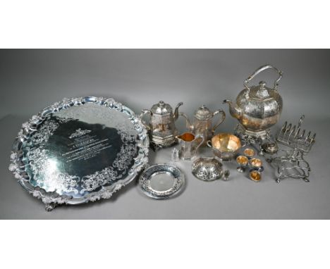 AMENDED WEIGHT APPROX 365ozt&nbsp; Military interest: a substantial early Victorian silver breakfast service, comprising a 58