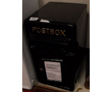 A reproduction cast metal and black painted postbox inscribed "Post Box"*