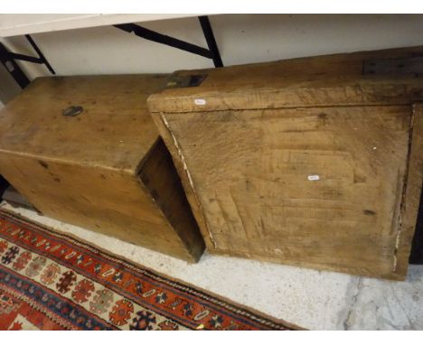 A butcher's block (no stand), a pine trunk, oak torchere stand and a Venetian style wall mirror