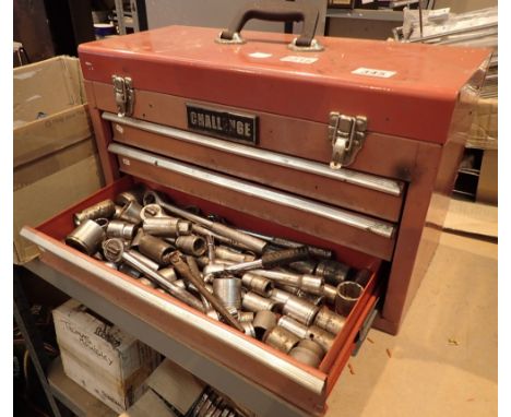 Challenge three drawer tool cabinet full of spanners and sockets 