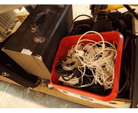 Box of tools with a selection of electrical drills 
