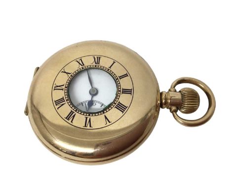 Gold plated half hunter 'Frasers Ipswich' Dennison pocket watch, 4.9cm case diameter