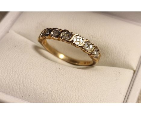 9ct Gold &amp; Diamond Half Eternity Ring, size K