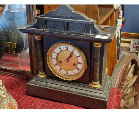 HAC (no 1755) German Made Wooden Case Mantel Clock - 39.5cm high