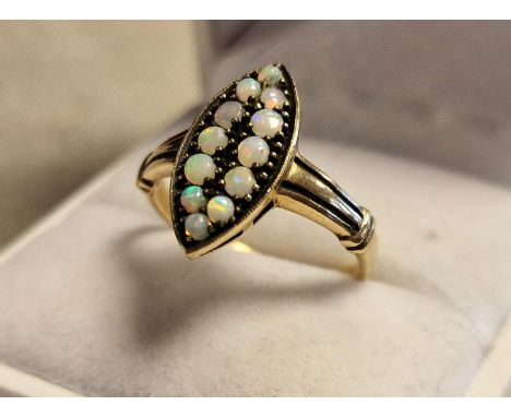 9ct Gold &amp; Opal Vintage Dress Ring, 2.6g &amp; size O+0.5
