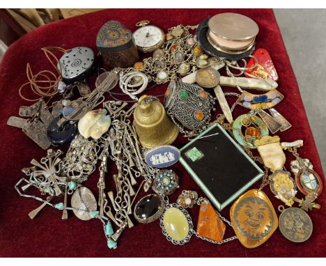 Varied Silver and Costume Jewellery Collection inc Masonic Medals, Vintage Beaded Necklaces, some nice pieces