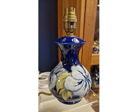 Moorcroft Blue Hibiscus Bedside Lamp - 22cm high
