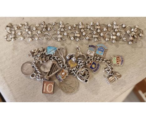 Silver 925 Charm Bracelet + a Nice 925 Silver Necklace - 69.25g