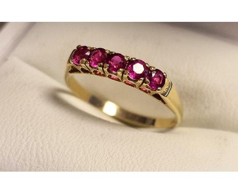 9ct Gold &amp; Ruby Half Eternity Ring, size O