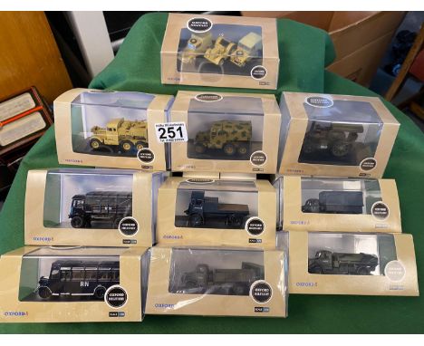 Oxford Military Collection of 10 Diecast Model Toy Army Navy RAF Lorry Car Jeep 1:76 Scale 