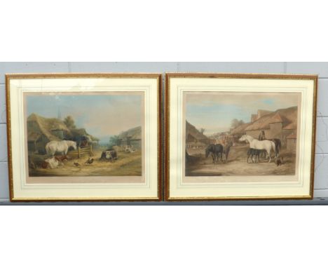 A pair of 19th Century hand coloured aquatint prints, engraved by J.Mackrell &amp; Charles Hunt after W.J Shayer 'The Straw Y
