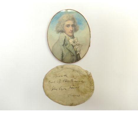 A 19th Century watercolour miniature on ivory oval panel depicting a portrait of a Gentleman, loose backing paper written 'Te