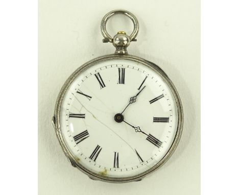 A silver cased Vacheron keywind fob watch, 4 ruby movement with engine turned case, dial a/f, case width 39mm.
