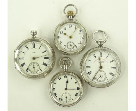 4 Various silver pocket watches with engine turned cases including J G Graves of Sheffield.