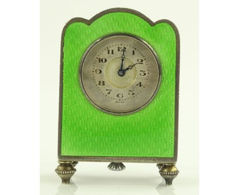 A miniature Austrian silver and green enamel carriage clock, internal quartz movement, makers marks NKZ, height 60mm, width 4