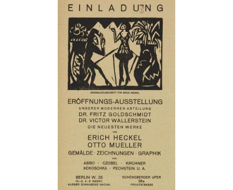 Erich Heckel    Einladung: Eröffnungs-Ausstellung unserer Modernen Abteilung .. die neuesten Werke von Erich Heckel - Otto Mu