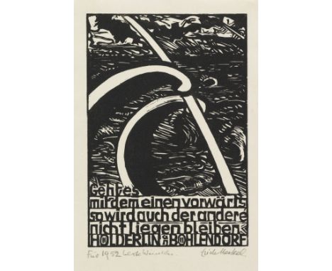 Erich Heckel    Zuspruch. Orig.-Holzschnitt. Signiert und bezeichnet 'Für 1952 beste Wünsche'. 1951. Auf Japanbütten. 18,2 : 